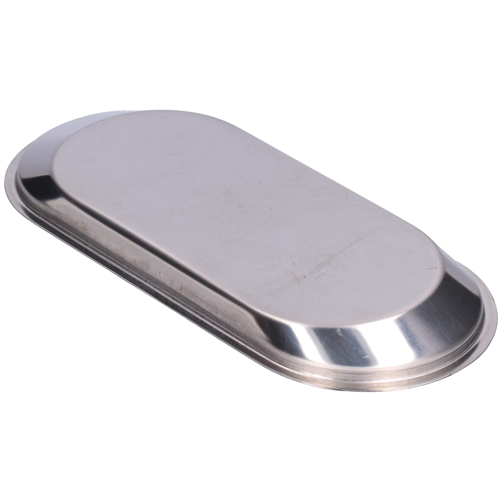 Amazon｜シルバーサービングトレイ、ミニ楕円形の厚みのあるステンレス